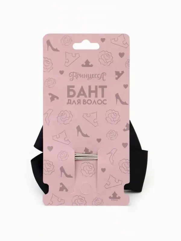 Бант для волос на заколке чёрный, Принцессы Дисней