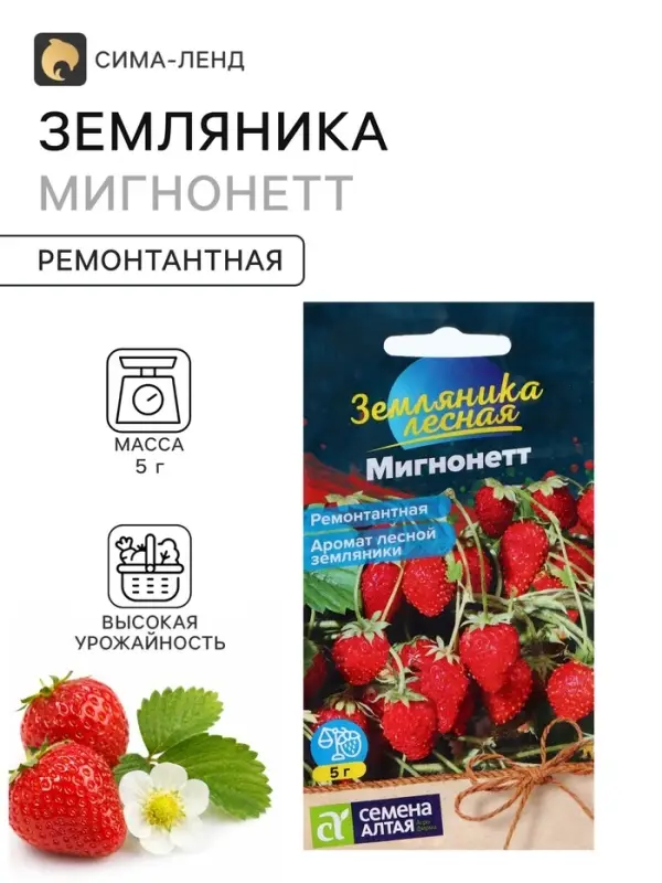 Семена Земляника &laquo;Мигнонетт&raquo;, ремонтантная, 5 шт., &laquo;Семена Алтая&raquo;