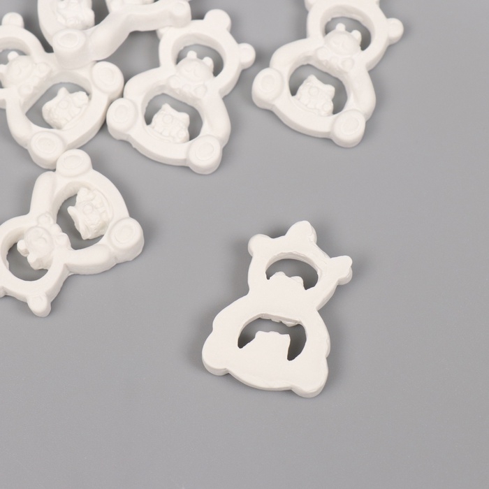 Декор для творчества полистоун Декор для творчества полистоун "Мишка-игрушка" белый набор 6 шт 2,2х3 см