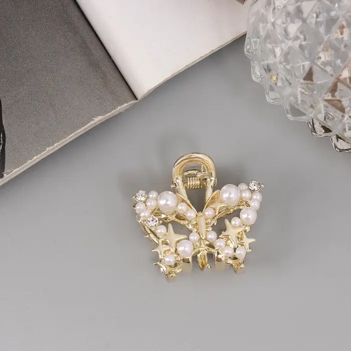 Крабик для волос &laquo;Саманта галант&raquo;, бабочка, 3 см, золотистый