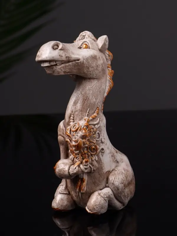 Фигурка гипс &laquo;Конь с букетом&raquo;, 11 см, бежевая