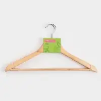 Плечики - вешалки для одежды Доляна, 44.5&times;23 см, 3 шт., с перекладиной, дерево клён, сорт B, бежевые