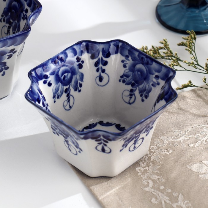 Набор салатников "Гранённый", 3 шт, 350 мл, 650 мл, 1 л, гжель