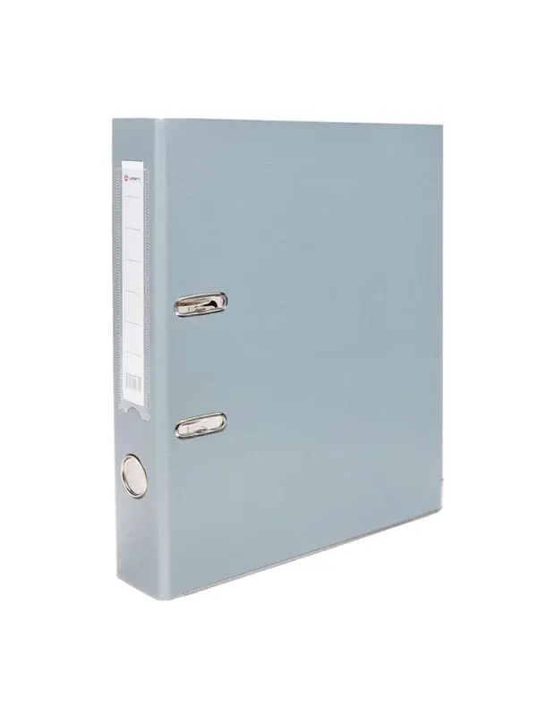 Папка-регистратор А4, 50 мм, ПВХ, тиснение &laquo;лен&raquo;, металлическая окантовка, карман на корешок, собранная, серая