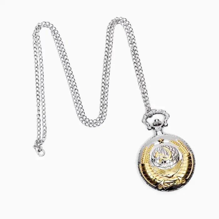 Часы карманные &laquo;СССР&raquo;, кварцевые, d=4.7 см, серебристые