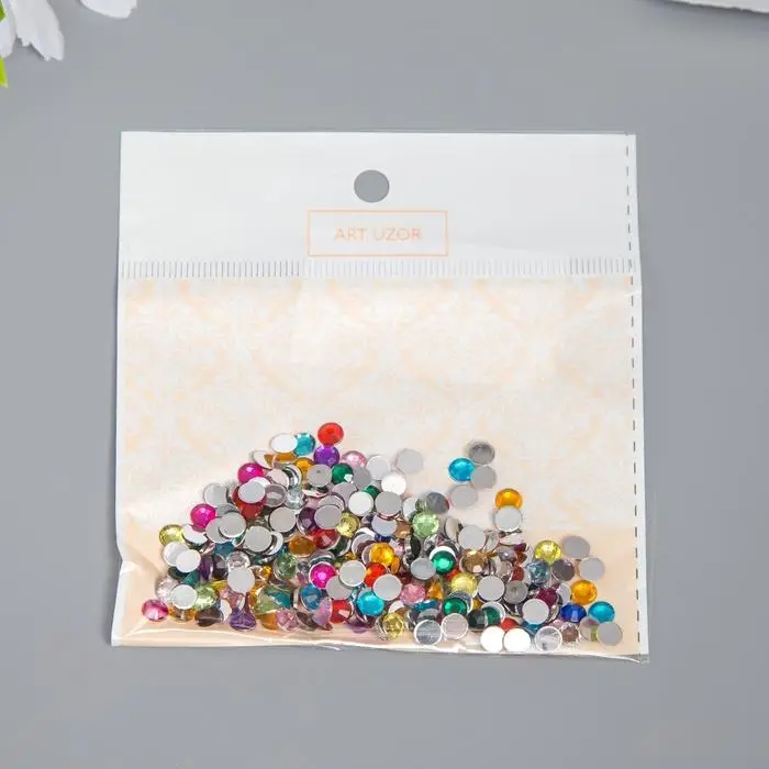 Набор декора для творчества стразы диаметр 0,5 см Набор декора для творчества стразы диаметр 0,5 см "Разноцветные" 12х12,5 см вес - 5 гр