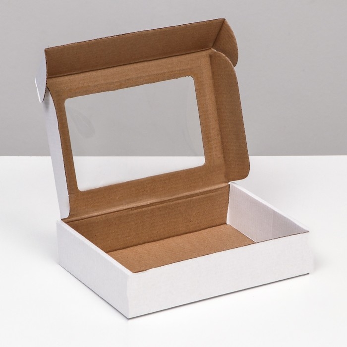 Коробка самосборная, белая с окном, 21 х 15 х 5 см Коробка самосборная, белая с окном, 21 х 15 х 5 см