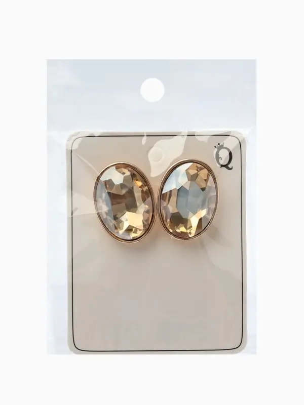 Серьги клипсы для ушей QF &laquo;Овал&raquo;, цвет золото, желтые