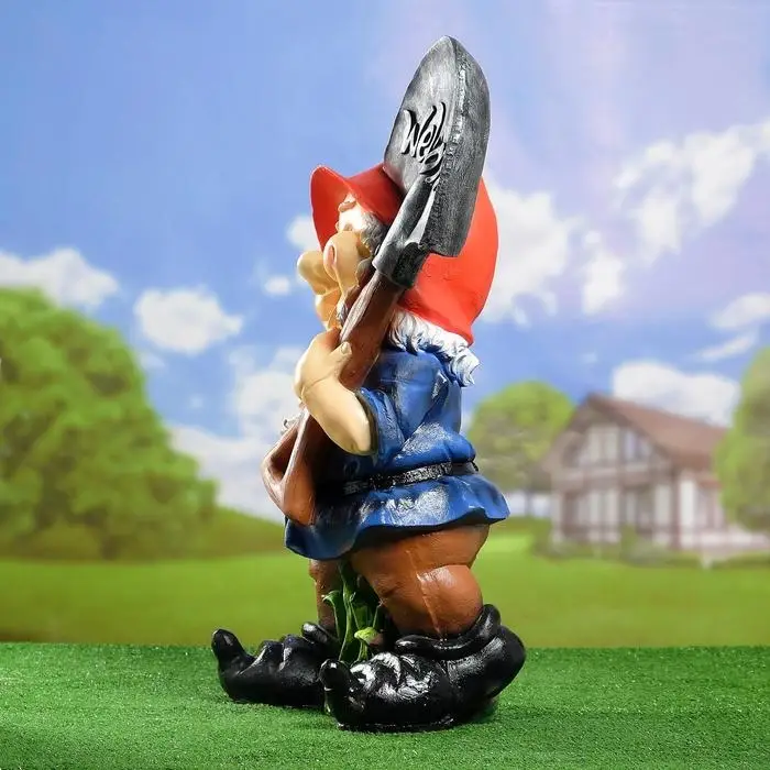 Садовая фигура "Гном с лопатой" большой 38х26х72см