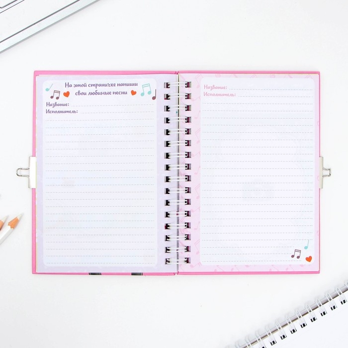 Анкета на замочке, в твердой обложке А6, 40 листов «Для настоящих девчонок»