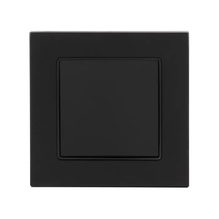Выключатель проходной TOT Matte Glass, 10 А, 1 клавиша, скрытый монтаж, стеклянная рамка, чёрный