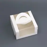 Коробка под бенто - торт с окном, белая, 14×14×8 см