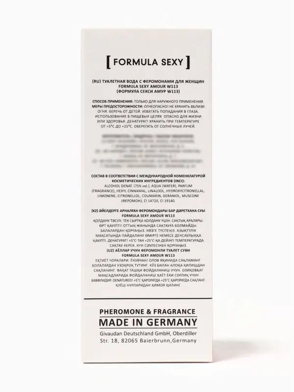 Туалетная вода женская с феромонами Formula Sexy collection Amour W113, 30 мл