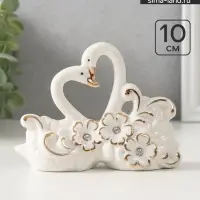 Фигурка керамика &laquo;Лебеди в цветах&raquo;, белый, со стразами, 10&times;13.4&times;4.2 см
