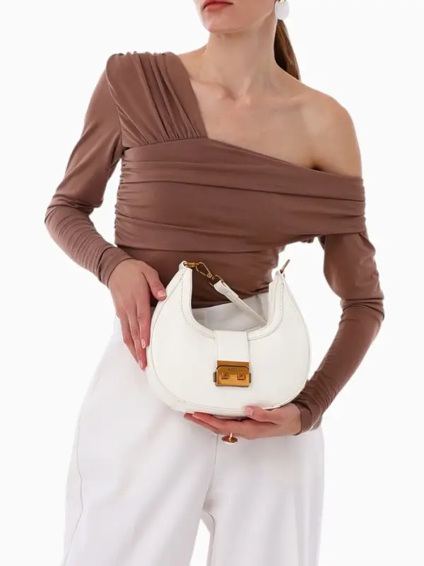 Сумка женская багет TEXTURA на молнии, 24&times;6.5&times;13 см, молочная