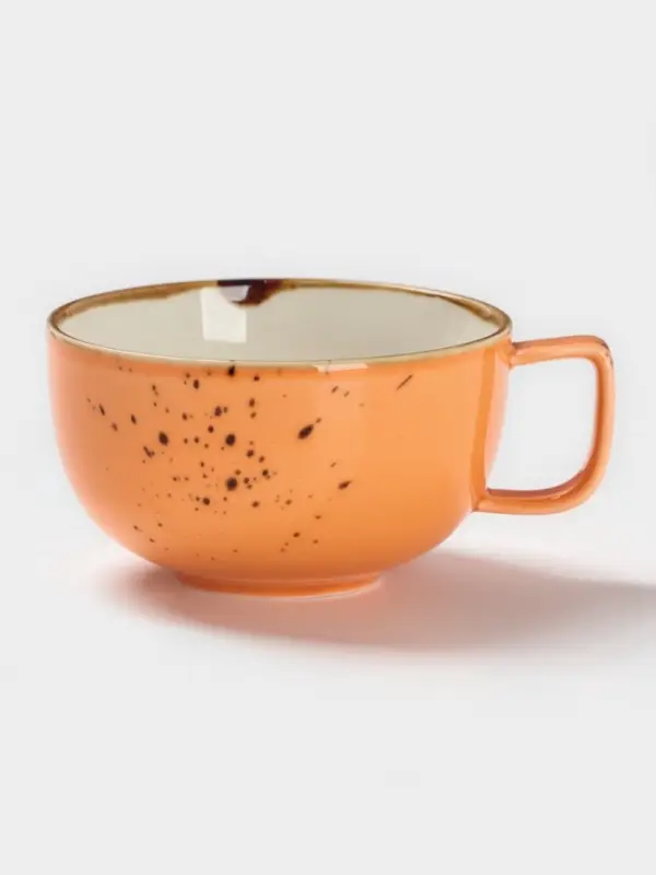 Чайная пара Magistro &laquo;Церера&raquo;, 2 предмета: чашка 250 мл, блюдце d=16.3 см, фарфор, оранжевая