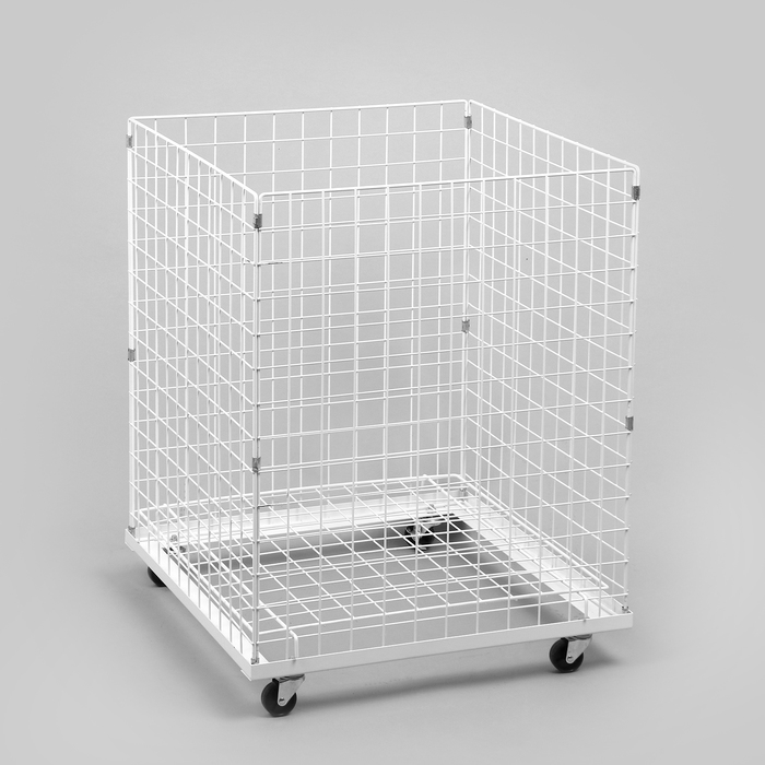 Корзина-накопитель складная, на колесах, 1 полка, 60×60×80 см, цвет белый Корзина-накопитель складная, на колесах, 1 полка, 60×60×80 см, цвет белый