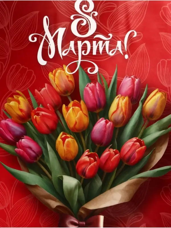 Пакет подарочный крафт, «8 Марта», 21×11×27 см