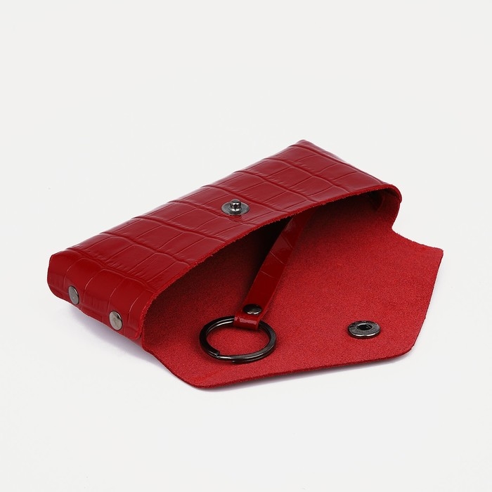 Ключница на кнопке TEXTURA, длина 15 см, металлическое кольцо, цвет красный Ключница на кнопке TEXTURA, длина 15 см, металлическое кольцо, цвет красный