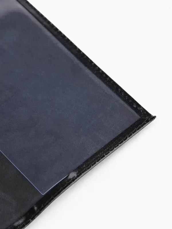 Обложка для паспорта, натуральная кожа, гладкая, чёрная