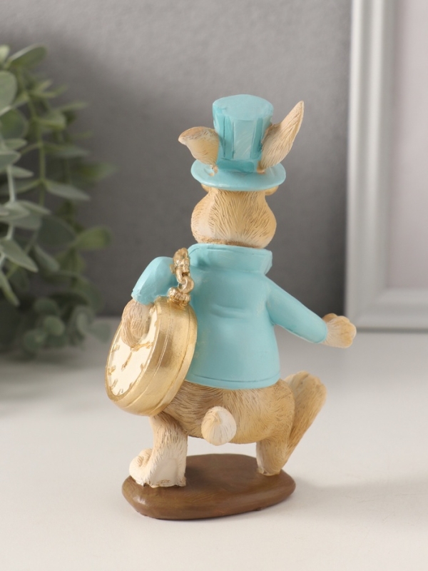 Сувенир полистоун Сувенир полистоун "Заяц с карманными часами и в пенсне" голубой 8,5х6,5х14 см