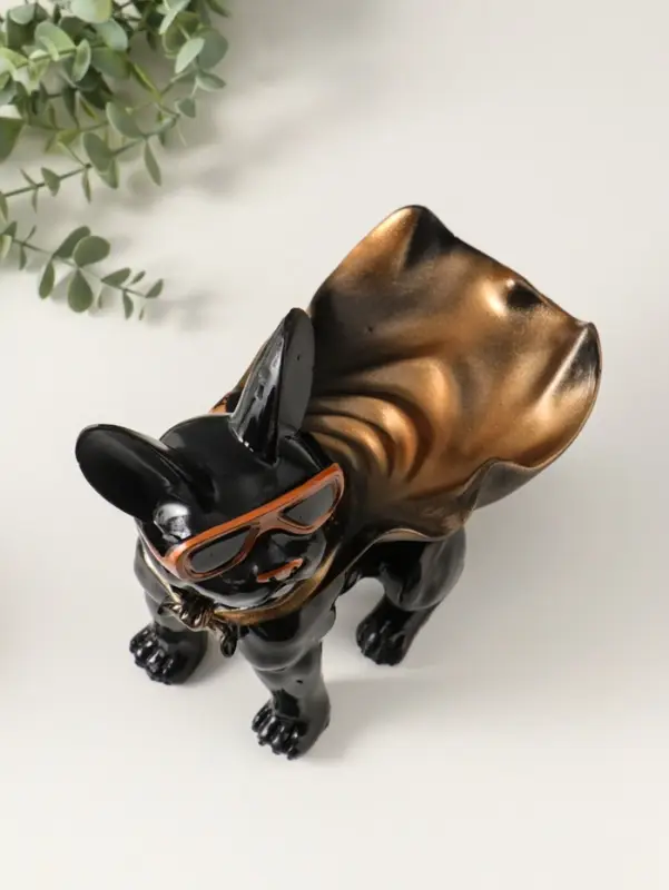 Подставка для мелочей &laquo;Фигурка. Бульдог в плаще&raquo;, полистоун, чёрная, 23&times;20&times;13 см