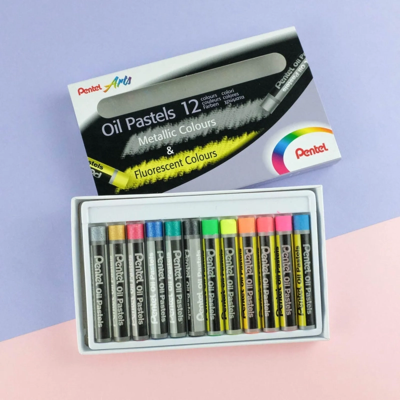 Пастель масляная Pentel флуор. 6цв/наб + металлик 6цв/наб&nbsp;PHN-MF12
