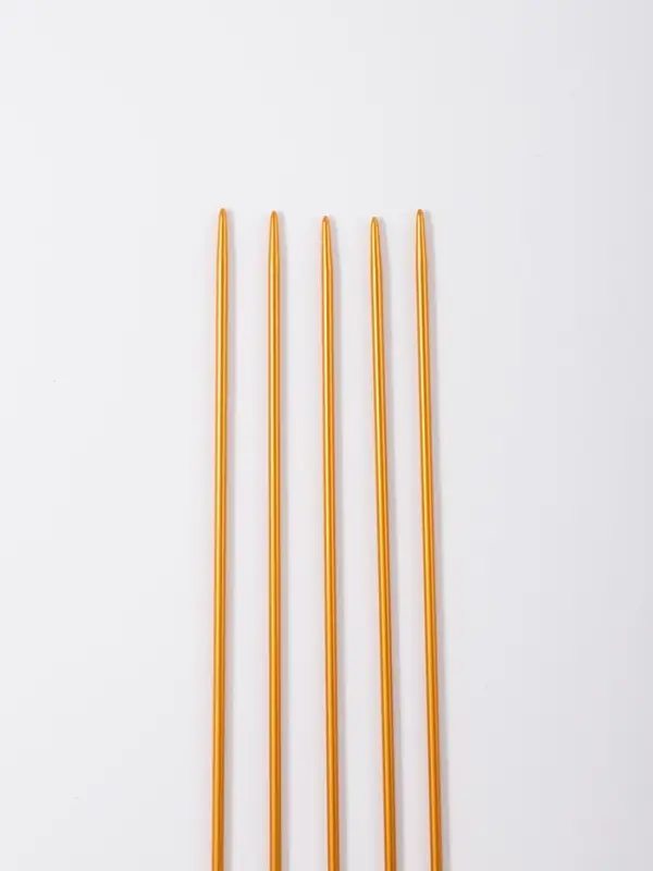 Спицы для вязания, чулочные, из алюминия, d=2 мм, 15 см, 5 шт., цвет золотой