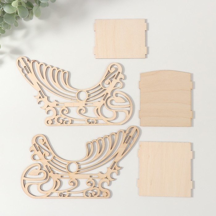 Шкатулка-сани  Шкатулка-сани "Узорчатые" 22х9,5х13 см (набор 5 деталей)