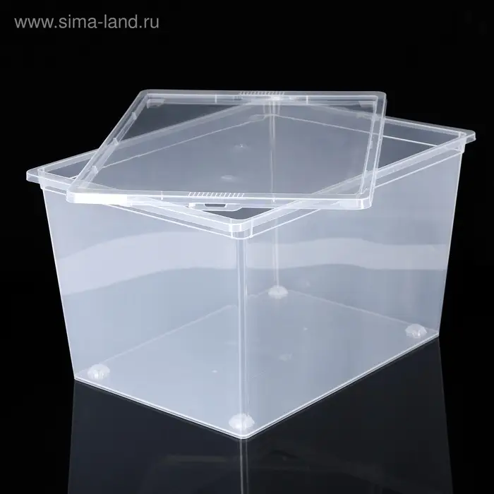 Ящик для хранения, 50 л, 53&times;38&times;30 см, с крышкой, прозрачный
