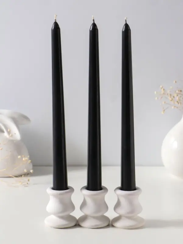 Набор свечей античных 25 см, 3 шт., 58 г, 7 ч, чёрный