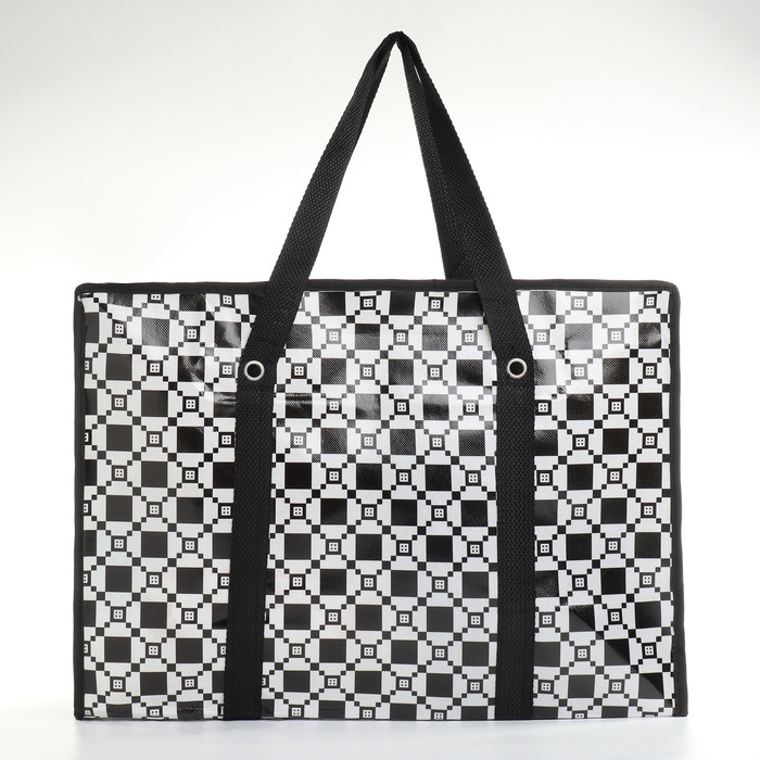 Сумка хозяйственная на молнии, цвет чёрный/белый Сумка хозяйственная на молнии, цвет чёрный/белый