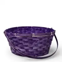 Корзина плетёная для хранения, 26&times;26&times;12 см, ручка h=21 см, бамбуковая, сиреневая