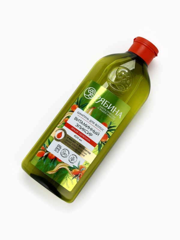 Шампунь для волос, витаминный эликсир, аромат облепихи, 400 мл, Рябина Шампунь для волос, витаминный эликсир, аромат облепихи, 400 мл, Рябина