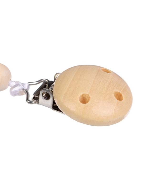 Держатель для пустышки деревянный, цвет бежевый/голубой, Mum&Baby