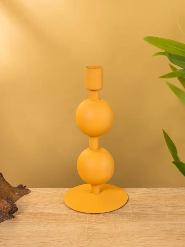 Подсвечник на 1 свечу «Песок», с 2 сферами, 8.5×8.5×18+/- 1 см