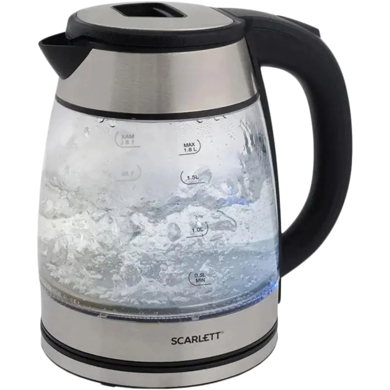 Чайник SCARLETT SC-EK27G40, электрический, 1800Вт, 1.8л, стекло/сталь