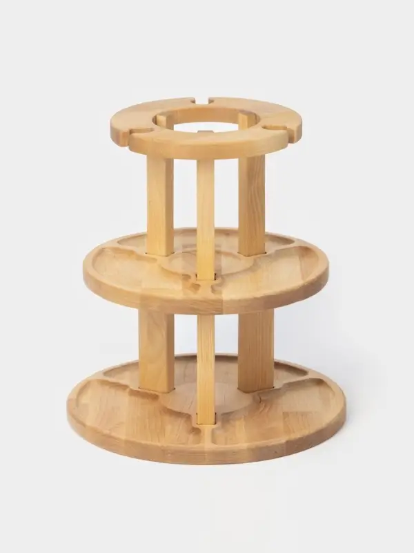 Менажница Adelica, 3-х ярусная с подставкой для вина, d=30&times;1.8 см, d=26&times;1.8 см, d=20&times;1.8 см, дерево берёза, в подарочной коробке