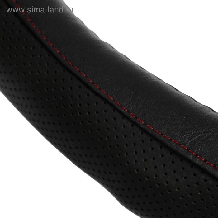 Оплетка на руль TORSO, натуральная кожа, размер 38 см, перфорированная вставка, черный Оплетка на руль TORSO, натуральная кожа, размер 38 см, перфорированная вставка, черный