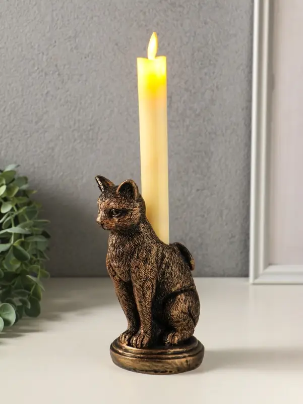 Подсвечник на 1 свечу &laquo;Кошка&raquo;, 17&times;10&times;8 см, под бронзу