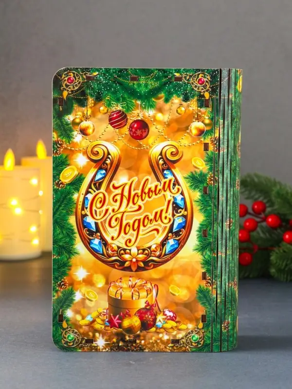 Книга-шкатулка новогодняя Конь в мантии с короной "С Новым годом!"19х13х5 см