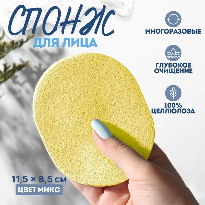 Спонж для умывания «Умывашка», 11.5×8.5 см, МИКС
