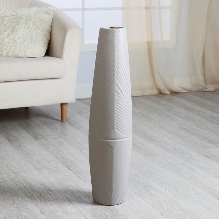 Ваза керамика напольная Ваза керамика напольная "Силестайн" узор, d вн. 8 см 11х74 см, серый