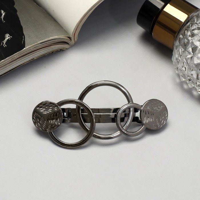 Заколка-автомат для волос «Либерти» круги, 7.5 см, серебро Заколка-автомат для волос «Либерти» круги, 7.5 см, серебро