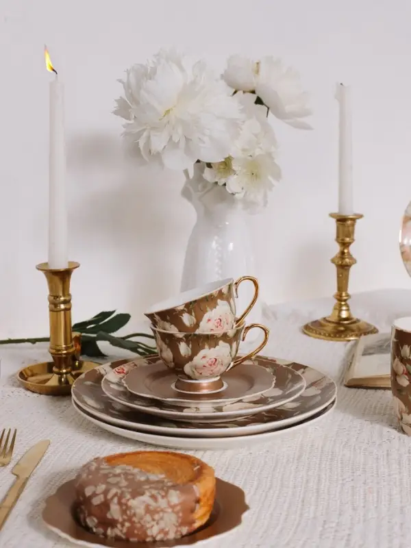 Чайная пара WY Pink O'hara, фарфор, 220 мл, бежевая