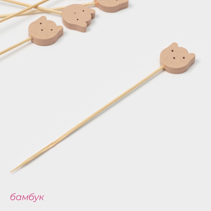 Шпажки Доляна «Котики», 12 см, набор 25 шт, бамбук Шпажки Доляна «Котики», 12 см, набор 25 шт, бамбук