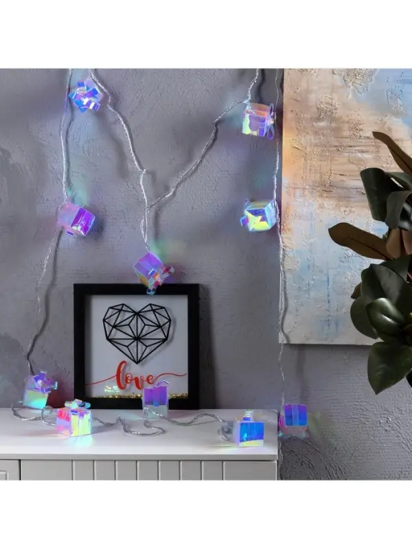 Гирлянда &laquo;Нить&raquo; 2.5 м с насадками &laquo;Подарки&raquo;, IP20, прозрачная нить, 10 LED, свечение белое, 220 В