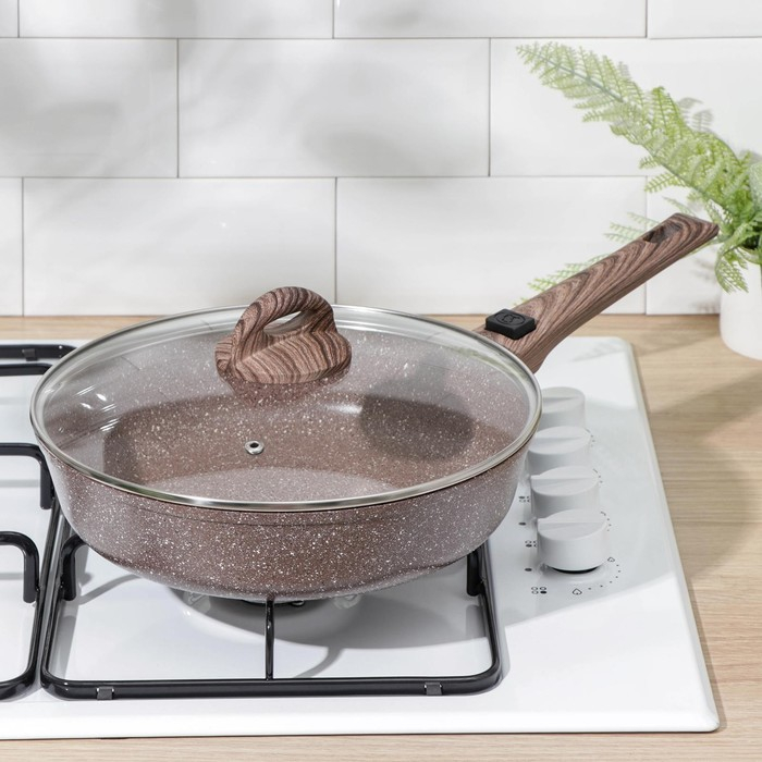 Сковорода Доляна «Брауни», d=26 см, съёмная ручка, стеклянная крышка, антипригарное покрытие, индукция