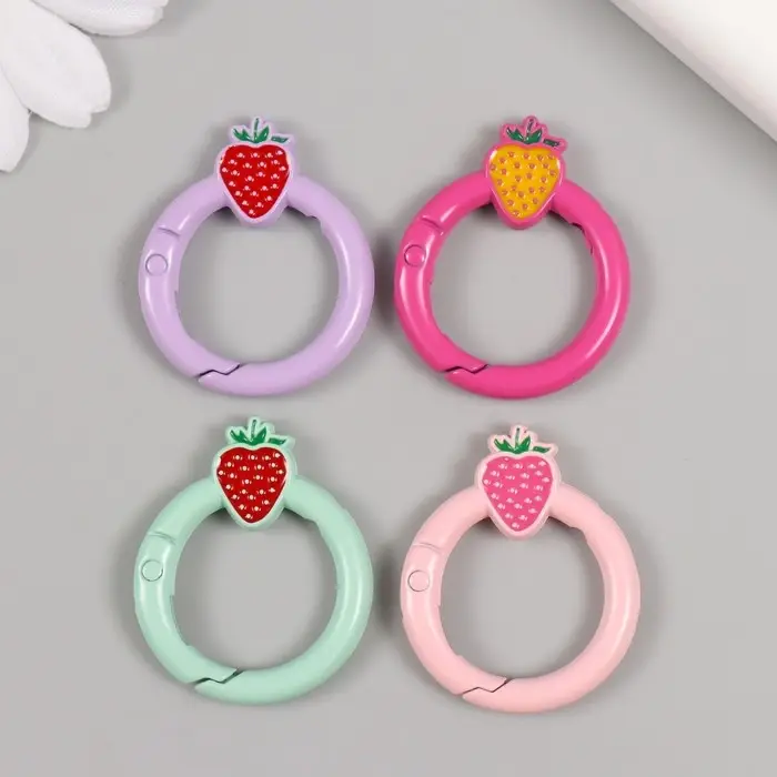 Карабин металл «Круг. Ягодка», 3.2×2.6 см, МИКС Карабин металл «Круг. Ягодка», 3.2×2.6 см, МИКС