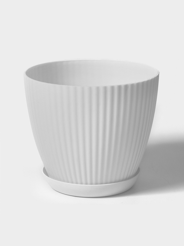 Горшок круглый  Горшок круглый "Ribbed" 15х15х13 см, цвет белый